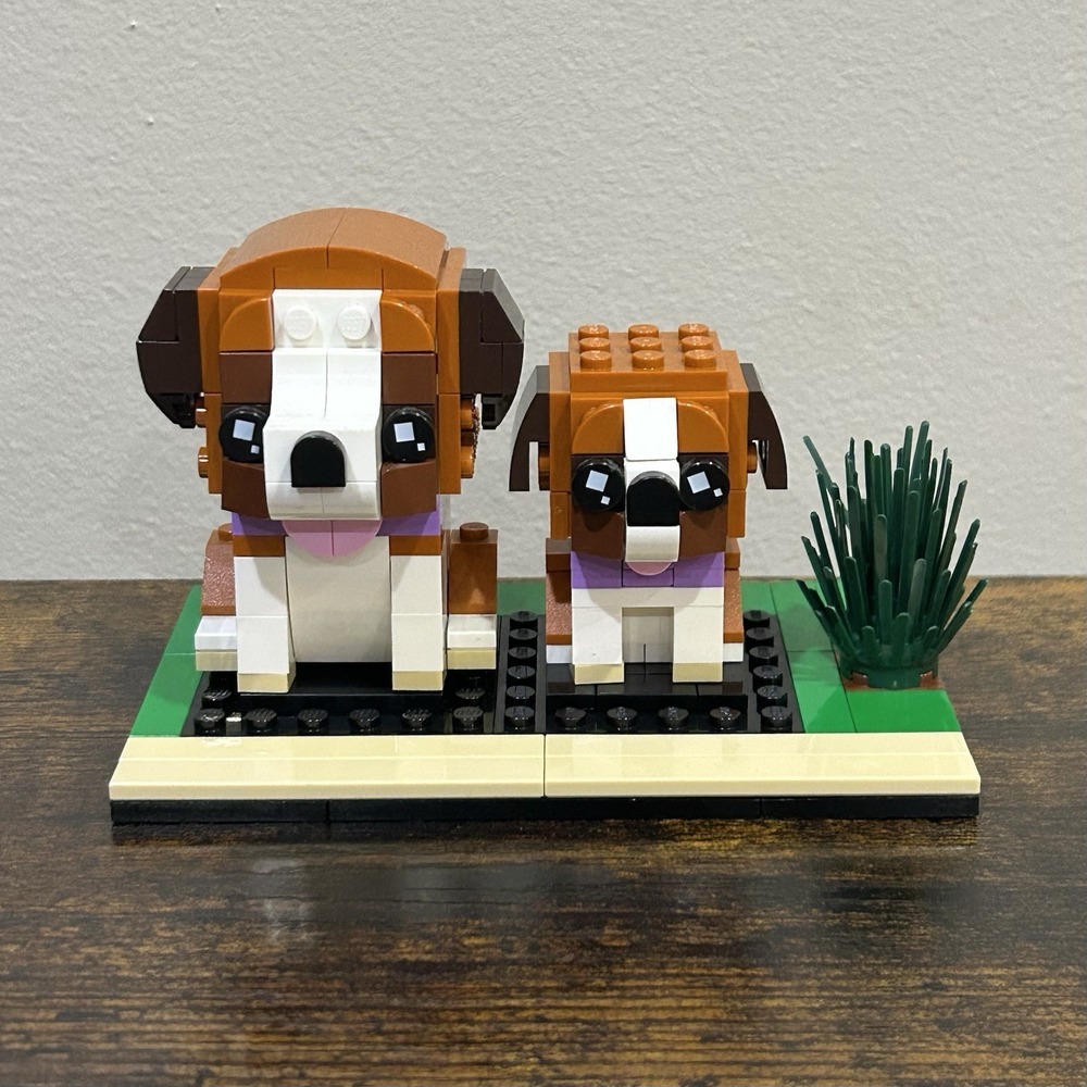 Lego BrickHeadz Pets Saint St Bernard Dog and Puppy 40543 Complete